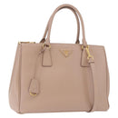 PRADA Galleria Hand Bag Safiano leather 2way Pink Gold Auth 187652V-1