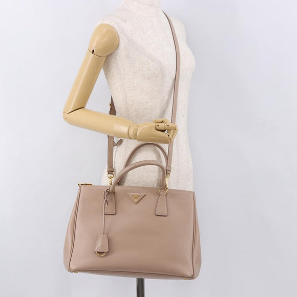 PRADA Galleria Hand Bag Safiano leather 2way Pink Gold Auth 187652V