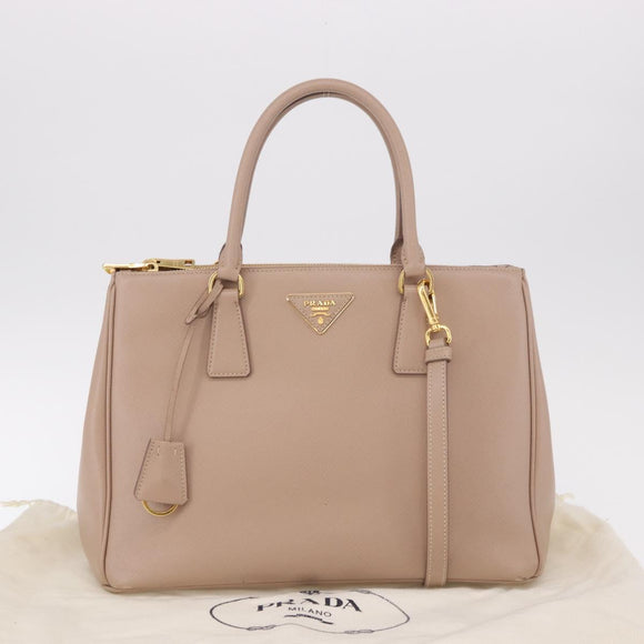 PRADA Galleria Hand Bag Safiano leather 2way Pink Gold Auth 187652V