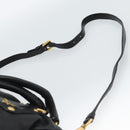 PRADA Tote Bag Leather 2way Black Gold Auth 187654-15