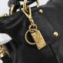 PRADA Tote Bag Leather 2way Black Gold Auth 187654-10