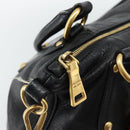 PRADA Tote Bag Leather 2way Black Gold Auth 187654-19