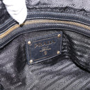 PRADA Tote Bag Leather 2way Black Gold Auth 187654-20