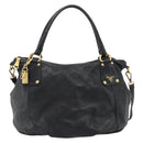 PRADA Tote Bag Leather 2way Black Gold Auth 187654-13