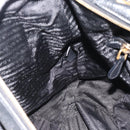 PRADA Tote Bag Leather 2way Black Gold Auth 187654-22
