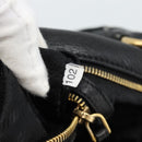 PRADA Tote Bag Leather 2way Black Gold Auth 187654-12