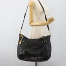PRADA Tote Bag Leather 2way Black Gold Auth 187654-25