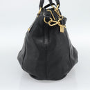 PRADA Tote Bag Leather 2way Black Gold Auth 187654-3