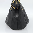 PRADA Tote Bag Leather 2way Black Gold Auth 187654-4