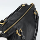 PRADA Tote Bag Leather 2way Black Gold Auth 187654-6