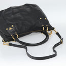 PRADA Tote Bag Leather 2way Black Gold Auth 187654-8
