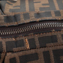 FENDI Zucca Canvas Chain Shoulder Bag Black Brown Auth 187655V-18