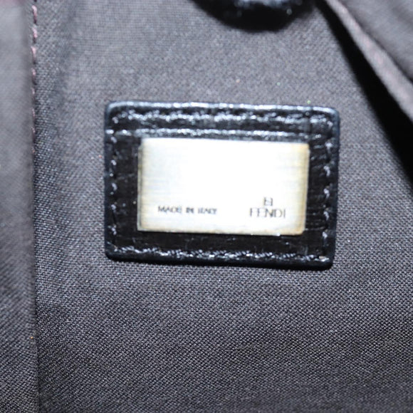 FENDI Zucca Canvas Chain Shoulder Bag Black Brown Auth 187655V