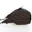 FENDI Zucca Canvas Chain Shoulder Bag Black Brown Auth 187655V-4