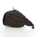 FENDI Zucca Canvas Chain Shoulder Bag Black Brown Auth 187655V-5
