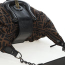 FENDI Zucca Canvas Chain Shoulder Bag Black Brown Auth 187655V-6