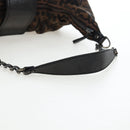 FENDI Zucca Canvas Chain Shoulder Bag Black Brown Auth 187655V-7
