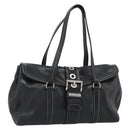 PRADA Tote Bag Leather Black Silver Auth 187659V-1