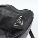 PRADA Tote Bag Leather Black Silver Auth 187659V-14