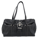 PRADA Tote Bag Leather Black Silver Auth 187659V-2