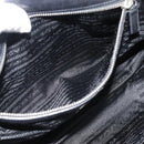 PRADA Tote Bag Leather Black Silver Auth 187659V-21