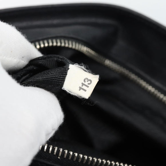 PRADA Tote Bag Leather Black Silver Auth 187659V