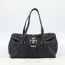 PRADA Tote Bag Leather Black Silver Auth 187659V-24