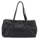 PRADA Tote Bag Leather Black Silver Auth 187659V-3