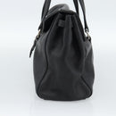 PRADA Tote Bag Leather Black Silver Auth 187659V-5