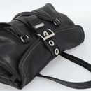 PRADA Tote Bag Leather Black Silver Auth 187659V-6