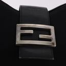 FENDI Mamma Baguette Shoulder Bag Satin Black Silver Auth 187660-18