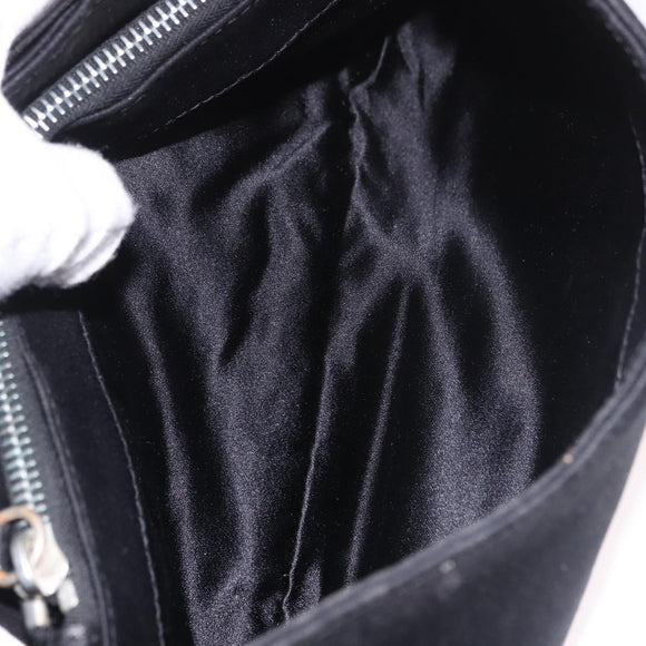 FENDI Mamma Baguette Shoulder Bag Satin Black Silver Auth 187660
