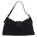 FENDI Mamma Baguette Shoulder Bag Satin Black Silver Auth 187660-2