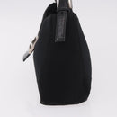 FENDI Mamma Baguette Shoulder Bag Satin Black Silver Auth 187660-3
