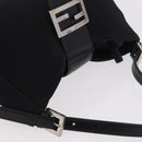 FENDI Mamma Baguette Shoulder Bag Satin Black Silver Auth 187660-6