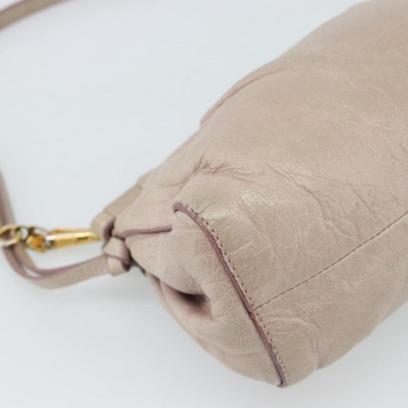 Miu Miu Shoulder Bag Leather Pink Gold Auth 187662