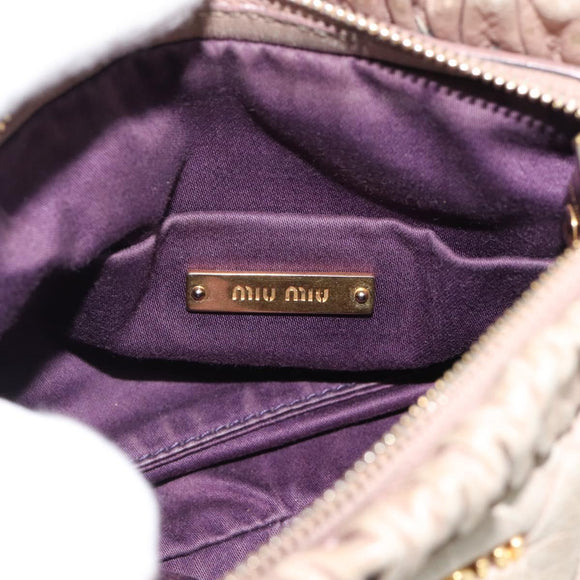 Miu Miu Shoulder Bag Leather Pink Gold Auth 187662