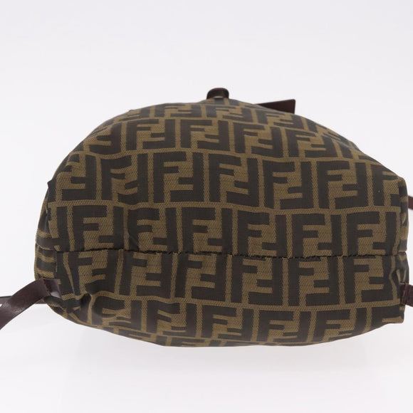 FENDI Zucca Canvas Backpack Nylon Brown Black Auth 187667