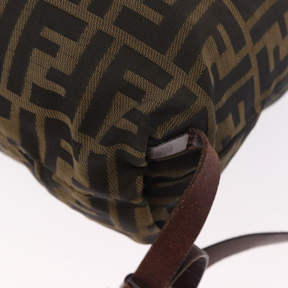 FENDI Zucca Canvas Backpack Nylon Brown Black Auth 187667