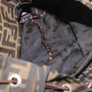 FENDI Zucca Canvas Backpack Nylon Brown Black Auth 187667-11