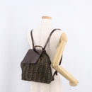 FENDI Zucca Canvas Backpack Nylon Brown Black Auth 187667-25