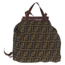 FENDI Zucca Canvas Backpack Nylon Brown Black Auth 187667-2