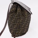 FENDI Zucca Canvas Backpack Nylon Brown Black Auth 187667-4