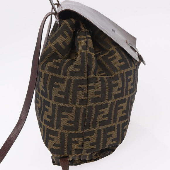 FENDI Zucca Canvas Backpack Nylon Brown Black Auth 187667