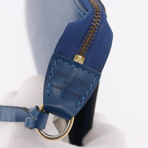 LOUIS VUITTON Epi Pochette Accessoires Pouch Blue M52985 LV Auth 187669