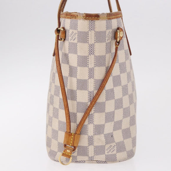 LOUIS VUITTON Damier Azur Neverfull PM Tote Bag N41362 LV Auth 187671