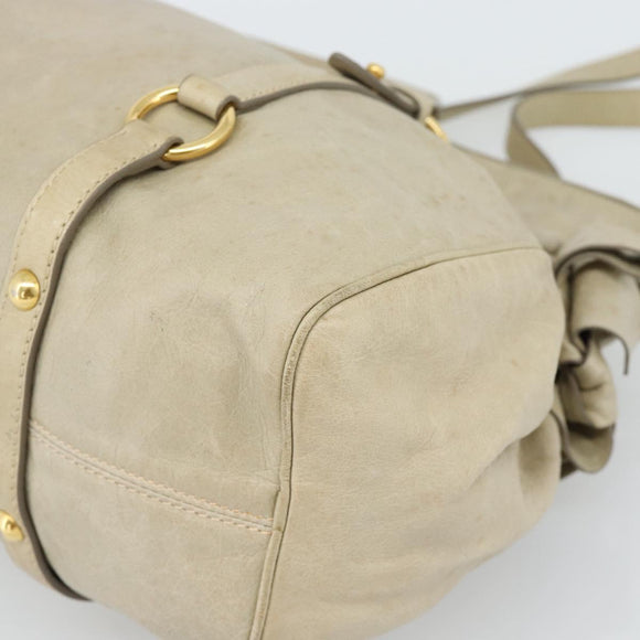 Miu Miu Hand Bag Leather 2way Beige Gold Auth 187673V