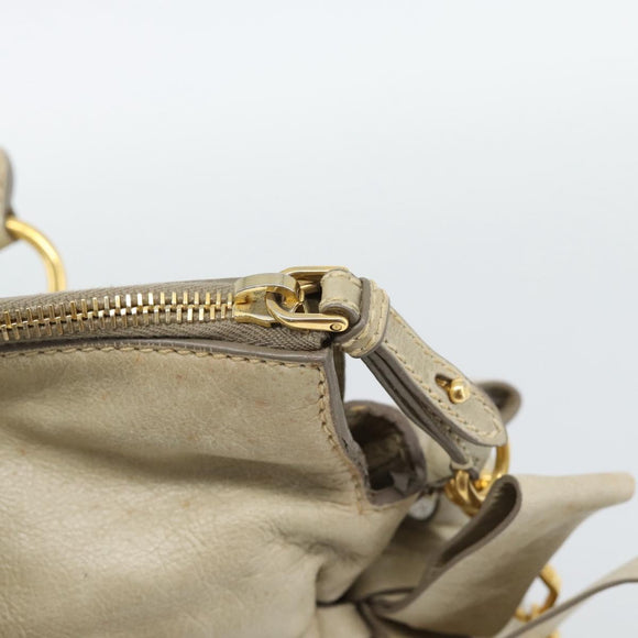 Miu Miu Hand Bag Leather 2way Beige Gold Auth 187673V