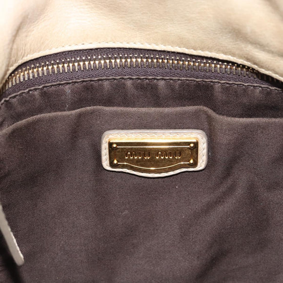 Miu Miu Hand Bag Leather 2way Beige Gold Auth 187673V