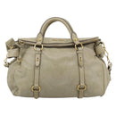 Miu Miu Hand Bag Leather 2way Beige Gold Auth 187673V-13